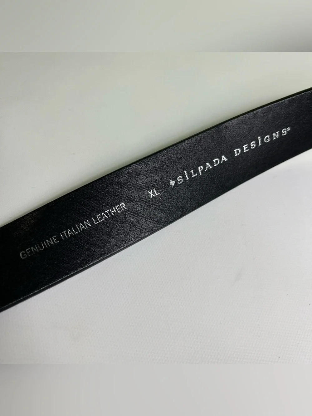 Silpada Italian Leather Black Belt Engraved Silver Western Buckle XL